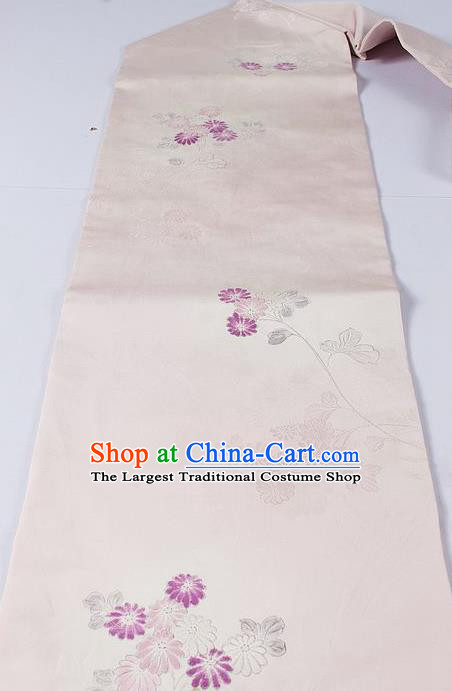 Asian Japanese Classical Daisy Pattern Pink Brocade Waistband Kimono Accessories Traditional Yukata Belt for Women