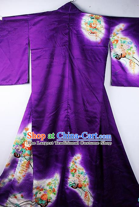 Asian Japanese National Printing Peony Iromuji Furisode Kimono Ceremony Costume Traditional Japan Yukata Dress for Women