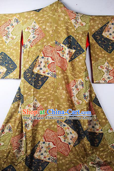 Asian Japanese Ceremony Clothing Classical Pattern Ginger Kimono Traditional Japan National Yukata Costume for Men