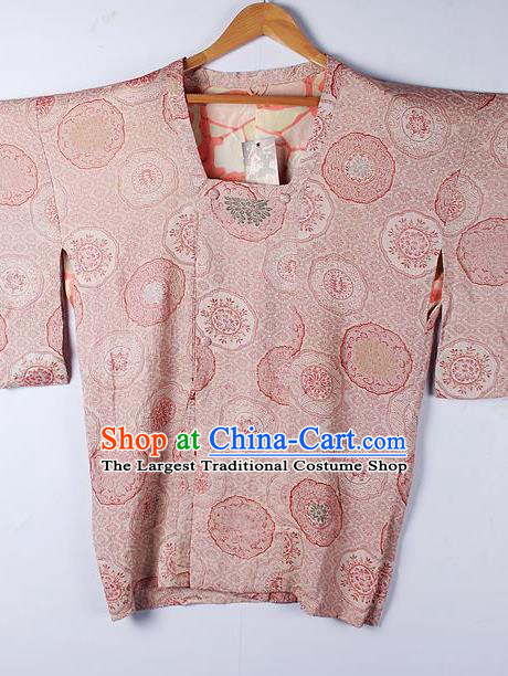 Asian Japanese Clothing Classical Pattern Pink Haori Coat Kimono Traditional Japan National Costume for Men