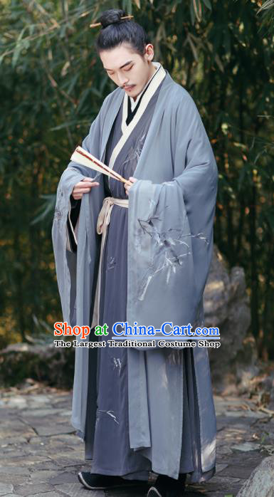 Ancient Chinese Jin Dynasty Hermit Scholar Hanfu Clothing Traditional Nobility Childe Replica Costume for Men