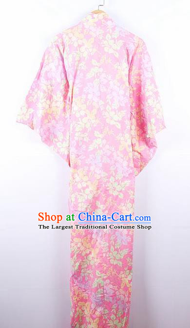 Asian Japanese Ceremony Palace Pink Kimono Dress Traditional Japan Yukata Costume for Women