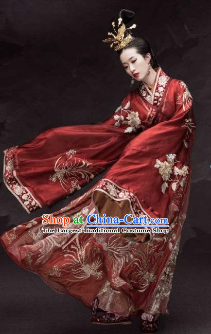 Traditional Chinese Han Dynasty Imperial Consort Hanfu Dress Ancient Court Empress Embroidered Replica Costumes for Women
