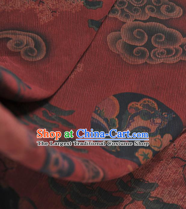 Chinese Traditional Classical Clouds Pattern Design Red Gambiered Guangdong Gauze Asian Brocade Silk Fabric