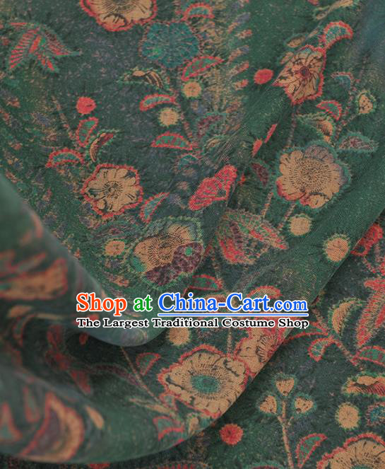 Chinese Traditional Flowers Pattern Design Green Gambiered Guangdong Gauze Asian Brocade Silk Fabric
