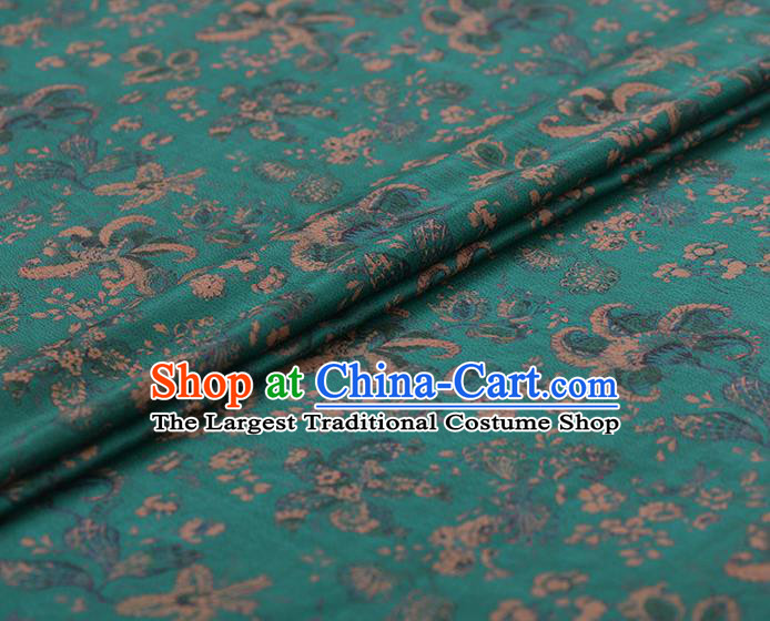 Asian Chinese Classical Pattern Design Green Gambiered Guangdong Gauze Traditional Cheongsam Brocade Silk Fabric