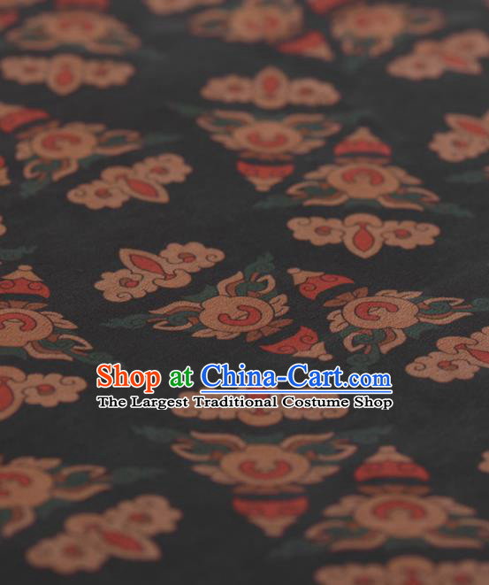 Asian Chinese Classical Pattern Design Black Gambiered Guangdong Gauze Traditional Cheongsam Brocade Silk Fabric