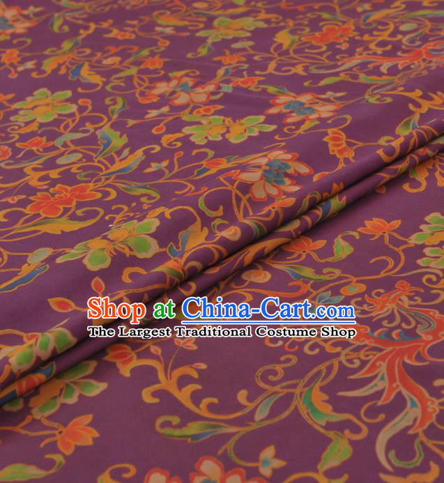 Chinese Classical Phoenix Peony Pattern Design Purple Gambiered Guangdong Gauze Traditional Asian Brocade Silk Fabric
