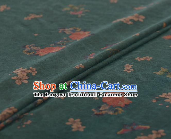 Asian Chinese Classical Chrysanthemum Peony Pattern Green Gambiered Guangdong Gauze Traditional Cheongsam Brocade Silk Fabric