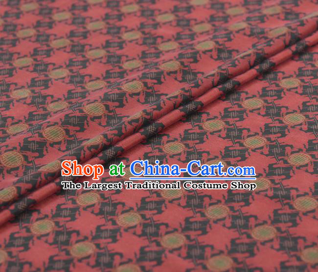 Asian Chinese Classical Lucky Pattern Red Gambiered Guangdong Gauze Traditional Cheongsam Brocade Silk Fabric