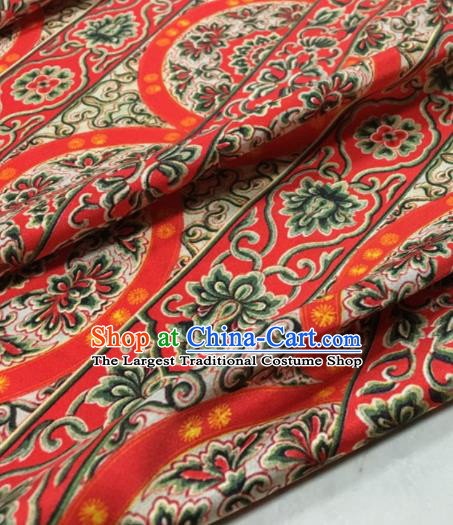 Asian Chinese Classical Lotus Pattern Red Brocade Satin Drapery Traditional Cheongsam Brocade Silk Fabric