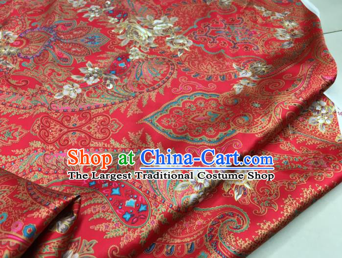 Asian Chinese Classical Pattern Rosy Brocade Satin Drapery Traditional Cheongsam Brocade Silk Fabric