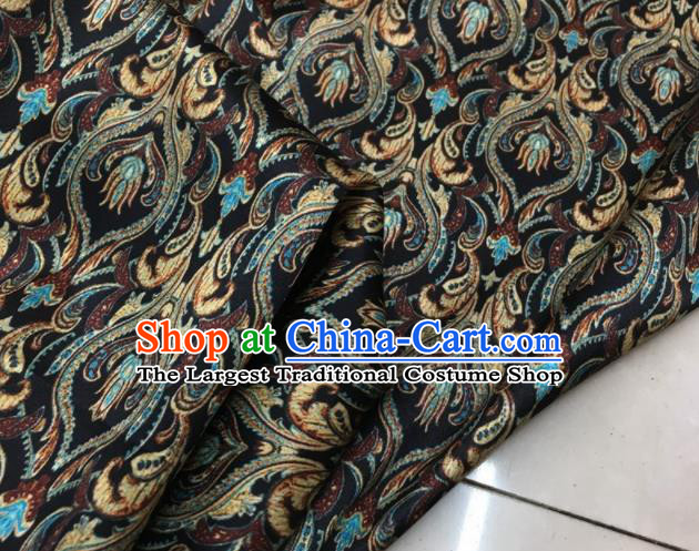Asian Chinese Classical Pattern Black Brocade Satin Drapery Traditional Cheongsam Brocade Silk Fabric