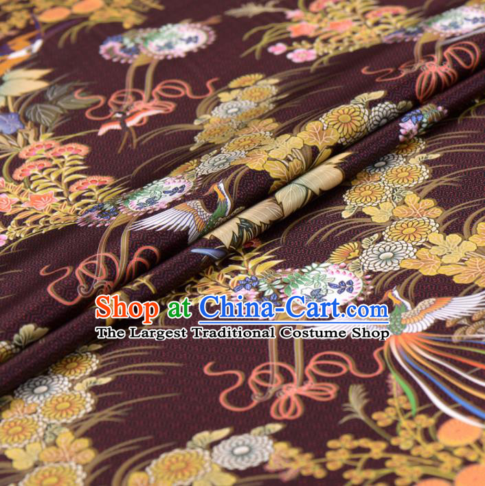 Asian Chinese Classical Phoenix Sunflowers Pattern Purple Gambiered Guangdong Gauze Traditional Cheongsam Brocade Silk Fabric