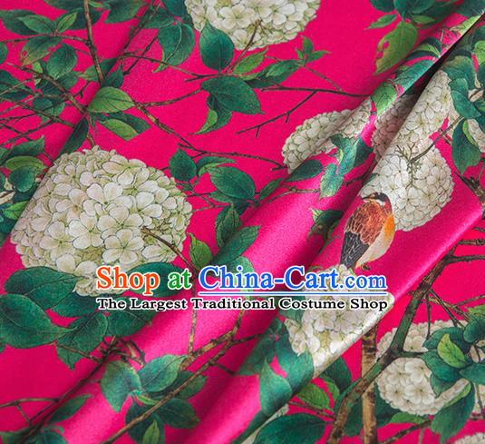 Asian Chinese Classical Hydrangea Pattern Rosy Brocade Satin Drapery Traditional Cheongsam Brocade Silk Fabric