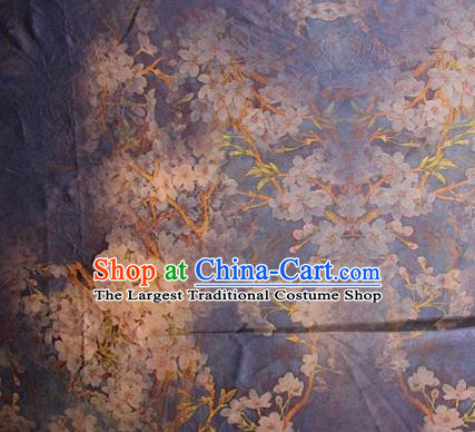 Asian Chinese Classical Pear Flowers Pattern Purple Satin Drapery Gambiered Guangdong Gauze Brocade Traditional Cheongsam Brocade Silk Fabric