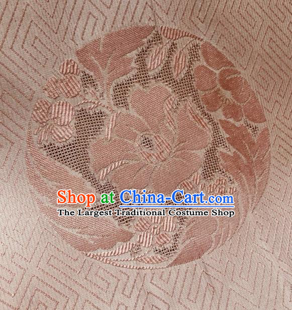 Asian Chinese Classical Twine Flowers Pattern Pink Satin Drapery Gambiered Guangdong Gauze Brocade Traditional Cheongsam Brocade Silk Fabric
