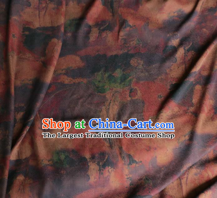 Asian Chinese Classical Pattern Purple Gambiered Guangdong Gauze Satin Drapery Brocade Traditional Cheongsam Brocade Silk Fabric