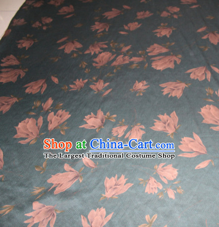 Chinese Traditional Cheongsam Classical Yulan Magnolia Pattern Navy Gambiered Guangdong Gauze Asian Satin Drapery Brocade Silk Fabric