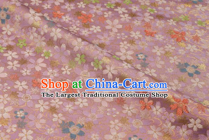 Japanese Traditional Kimono Classical Sakura Pattern Pink Brocade Damask Asian Japan Satin Drapery Silk Fabric