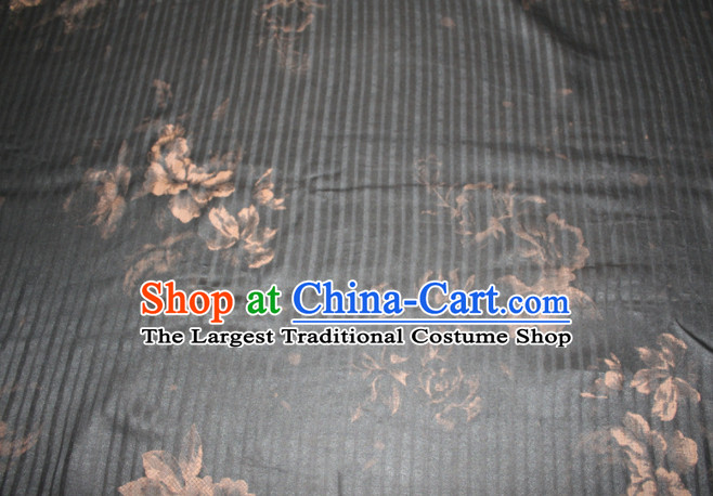 Chinese Traditional Cheongsam Classical Pattern Deep Grey Gambiered Guangdong Gauze Asian Satin Drapery Brocade Silk Fabric