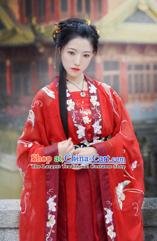 Chinese Ancient Wedding Red Hanfu Dress Antique Traditional Tang Dynasty Court Princess Historical Costume for Women