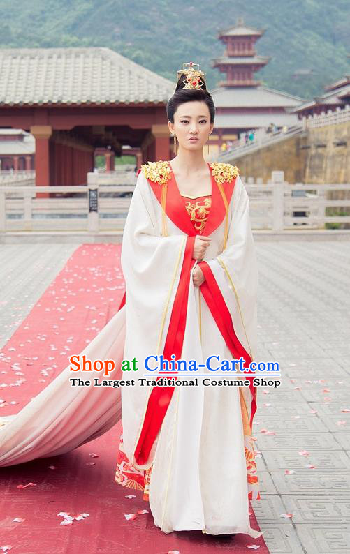 Chinese Ancient Drama The Legend of Deification Shang Dynasty Imperial Consort Su Daji Historical Costume and Headpiece Complete Set