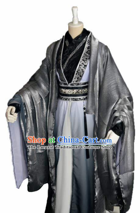 Customized Chinese Cosplay Swordsman Costume Ancient Royal Highness Black Clothing for Men