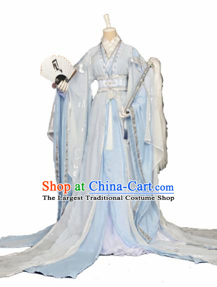 Customized Chinese Cosplay Swordsman Blue Costume Ancient Drama Childe Clothing for Men