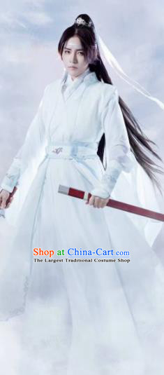 Customized Chinese Traditional Cosplay Swordsman White Costume Ancient Drama Childe Clothing for Men