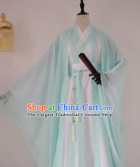 Customized Chinese Traditional Cosplay Swordsman Green Costume Ancient Drama Childe Clothing for Men