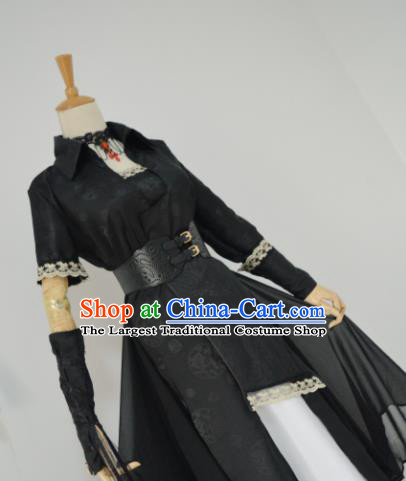 Chinese Cosplay Swordswoman Costume Ancient Female Assassin Black Dress for Women