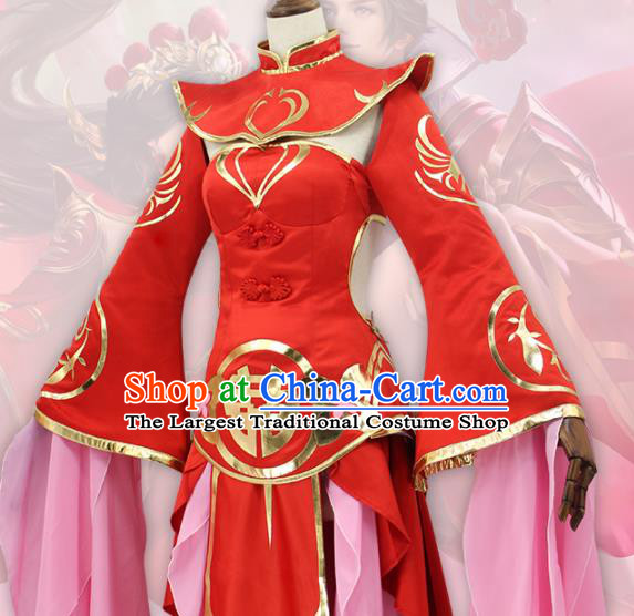 Chinese Cosplay Customized Costume Ancient Film Swordswoman Red Dress for Women