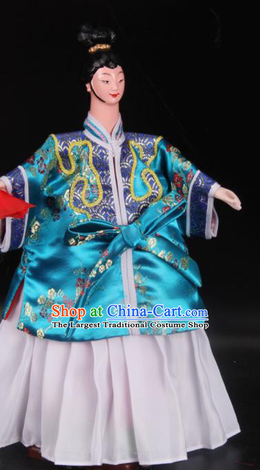 Traditional Chinese Handmade Blue Beauty Puppet Marionette Puppets String Puppet Wooden Image Arts Collectibles