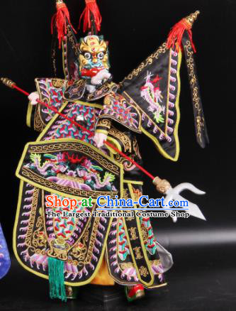Traditional Chinese Handmade Black Armor General Puppet Marionette Puppets String Puppet Wooden Image Arts Collectibles