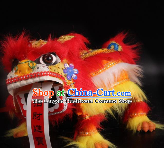 Traditional Chinese Handmade Red Fur Lion Puppet Marionette Puppets String Puppet Wooden Image Arts Collectibles