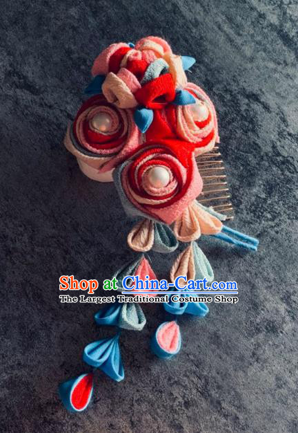 Japanese Traditional Hair Accessories Asian Japan Rose Hair Comb for Women