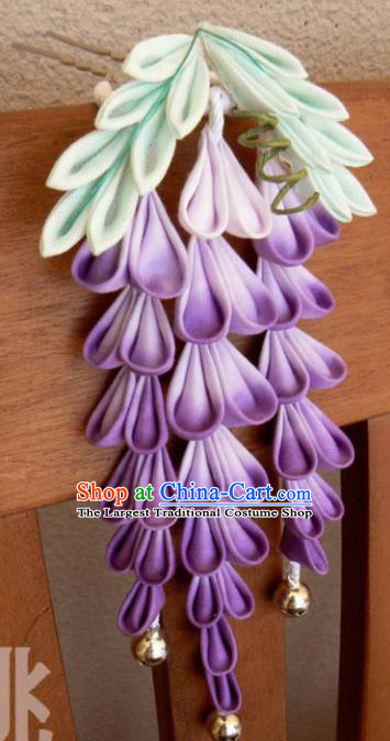 Japanese Traditional Hair Accessories Asian Japan Geisha Purple Wisteria Hairpins for Women