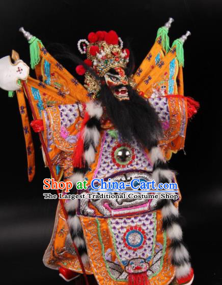 Traditional Chinese Handmade Yellow Clothing General Puppet Marionette Puppets String Puppet Wooden Image Arts Collectibles