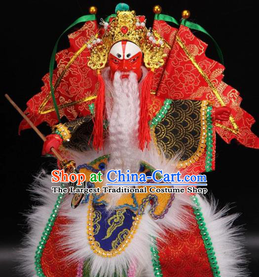 Traditional Chinese Handmade Red Clothing Huang Gai Puppet Marionette Puppets String Puppet Wooden Image Arts Collectibles