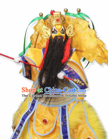 Traditional Chinese Handmade Yellow General Puppet Marionette Puppets String Puppet Wooden Image Arts Collectibles