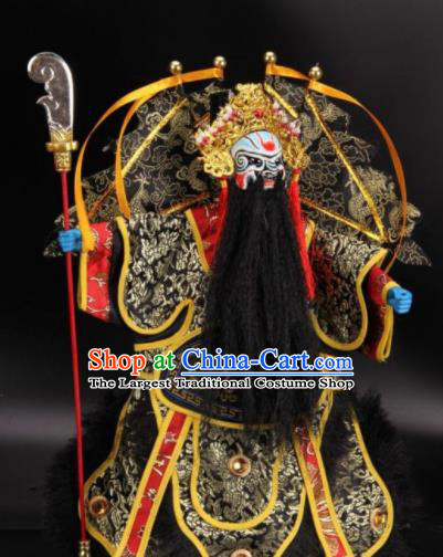 Traditional Chinese Handmade Black General Puppet Marionette Puppets String Puppet Wooden Image Arts Collectibles