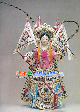 Chinese Traditional Female General Mu Guiying Marionette Puppets Handmade Puppet String Puppet Wooden Image Arts Collectibles
