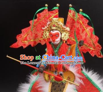 Traditional Chinese Red Sun Wukong Marionette Puppets Handmade Puppet String Puppet Wooden Image Arts Collectibles