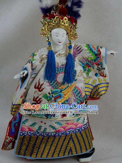 Traditional Chinese White Emperor Marionette Puppets Handmade Puppet String Puppet Wooden Image Arts Collectibles
