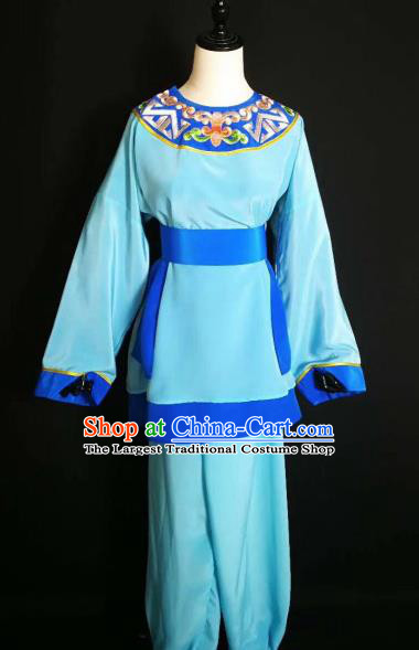 Traditional Chinese Huangmei Opera Servant Blue Costumes Ancient Livehand Clothing for Men