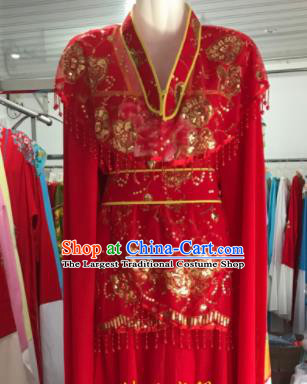 Traditional Chinese Handmade Beijing Opera Diva Red Dress Ancient Peri Princess Costumes for Women