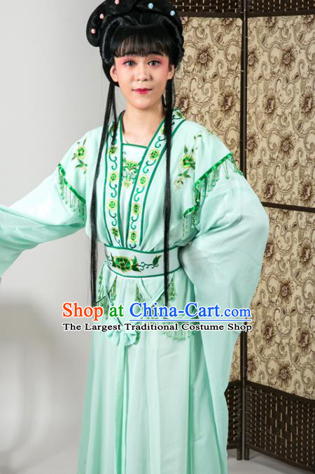 Handmade Traditional Chinese Beijing Opera Diva Green Dress Ancient Nobility Lady Costumes for Women