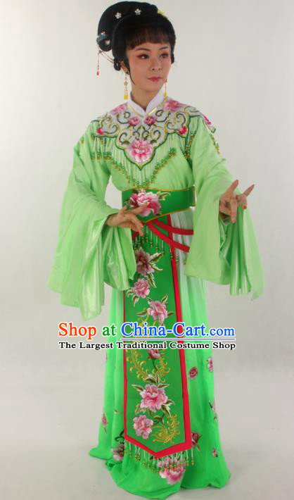 Handmade Traditional Chinese Beijing Opera Hua Tan Diva Green Dress Ancient Imperial Consort Costumes for Women