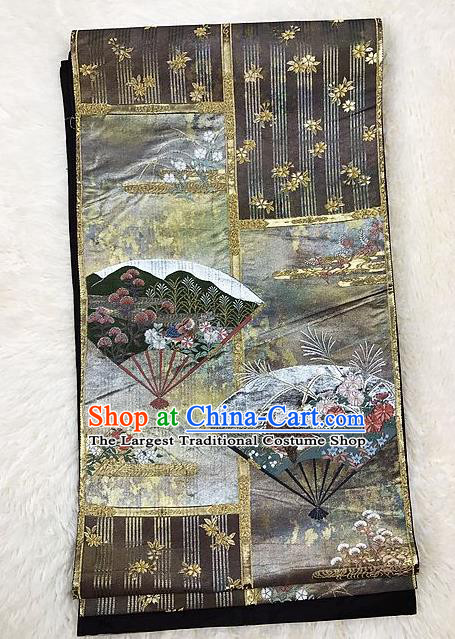 Traditional Japanese Classical Pattern Cannetille Waistband Kimono Brocade Accessories Yukata Belt for Women